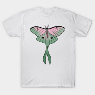 Pink Luna Moth Design T-Shirt